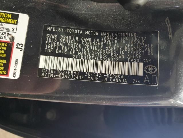 2012 TOYOTA COROLLA BA - 2T1BU4EEXCC898013