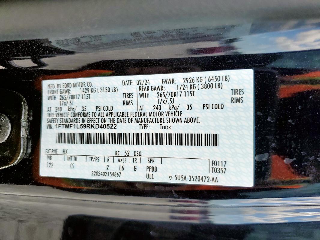 2024 FORD F150 XL #3310305976