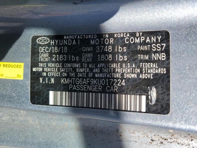 2019 HYUNDAI VELOSTER B KMHTG6AF9KU017224