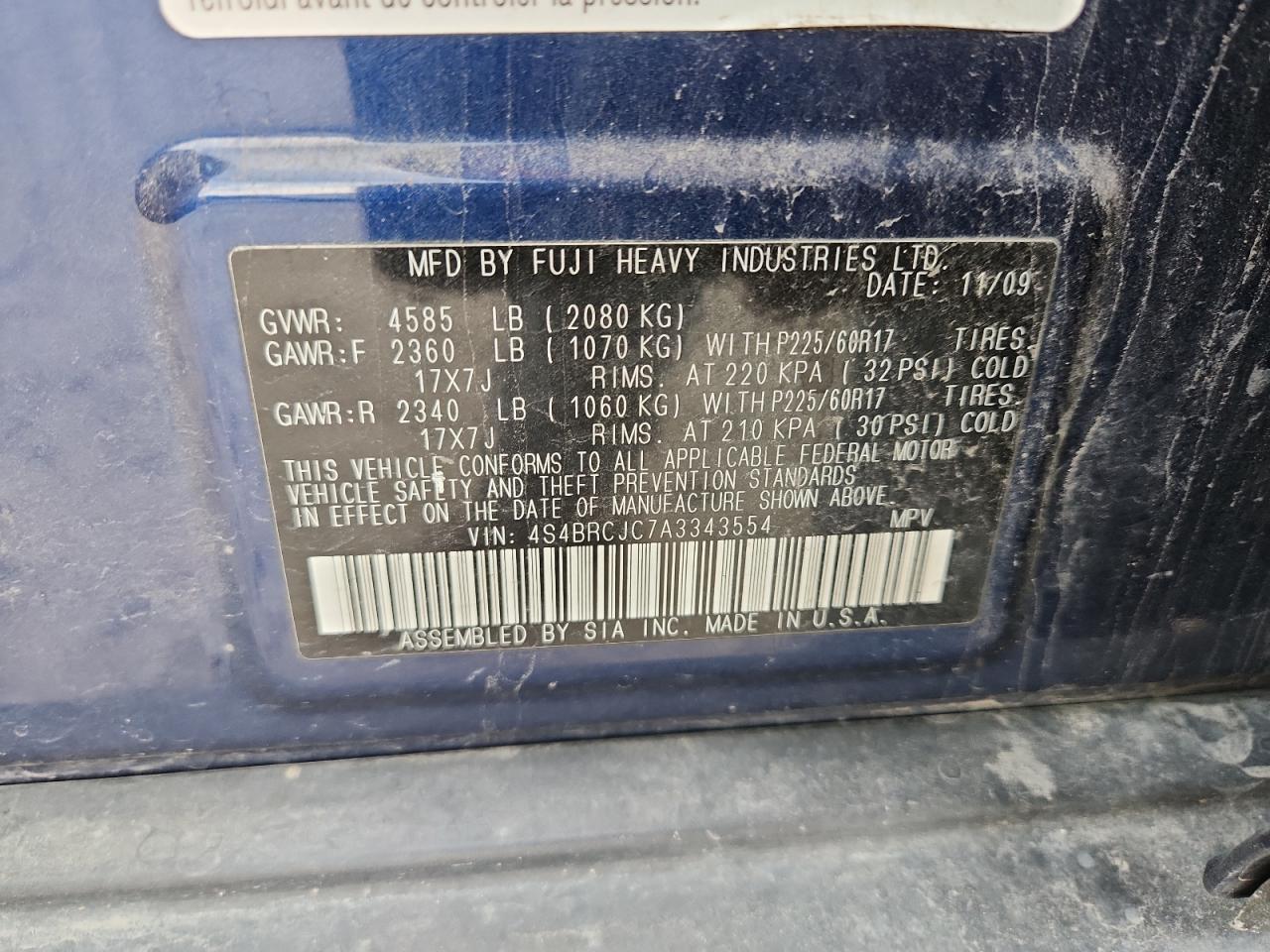 SUBARU OUTBACK 2.5I LIMITED