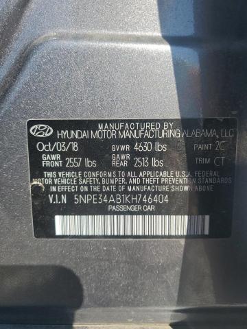 2019 HYUNDAI SONATA LIM 5NPE34AB1KH746404