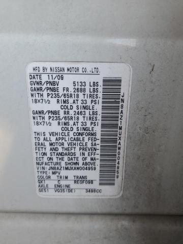 2010 NISSAN MURANO S - JN8AZ1MUXAW004959