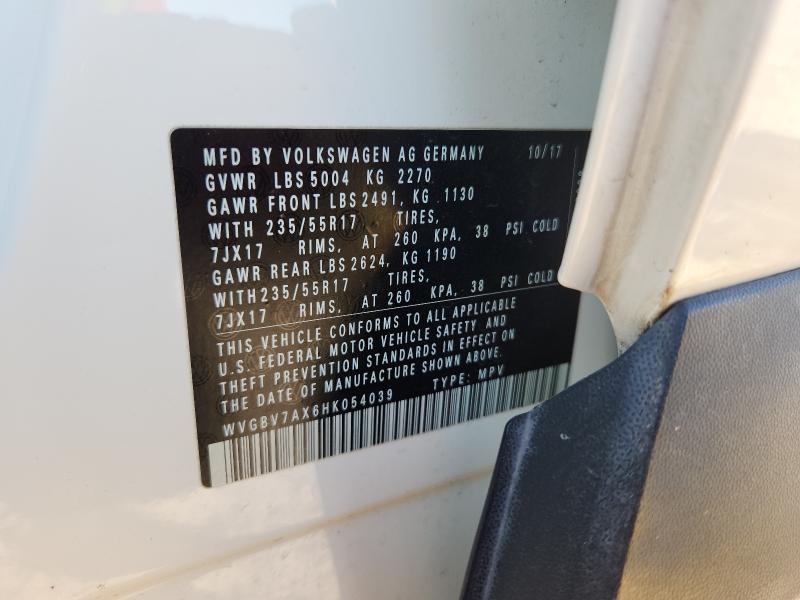 2017 VOLKSWAGEN TIGUAN S - WVGBV7AX6HK054039