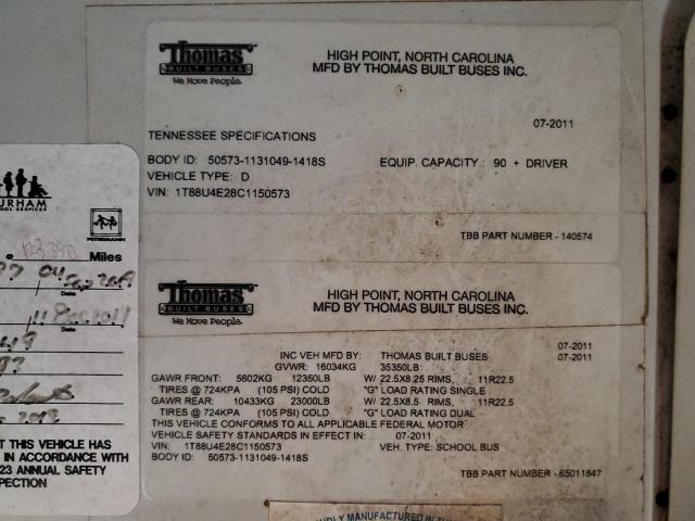 2012 THOMAS SAF-T-LINER HDX #3304514436