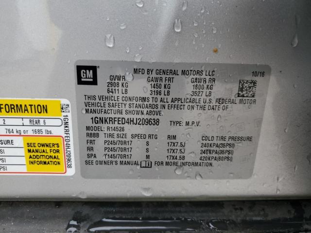 2017 CHEVROLET TRAVERSE L - 1GNKRFED4HJ209638