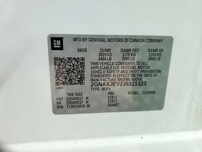 2018 CHEVROLET EQUINOX LT - 2GNAXJEV2J6321323