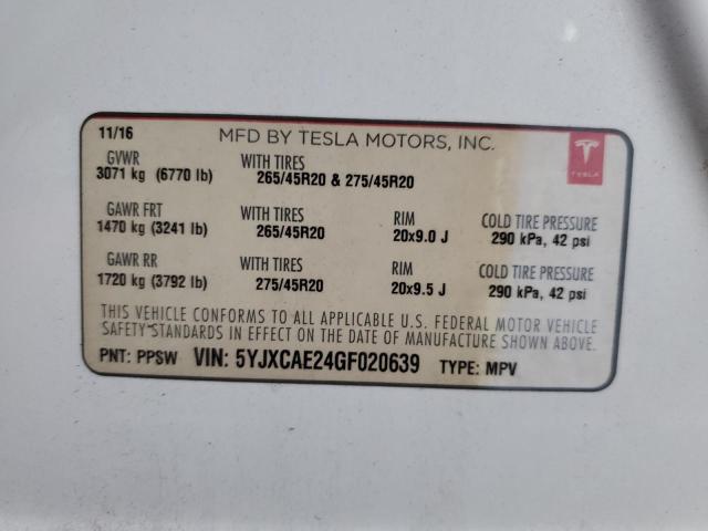 2016 TESLA MODEL X #3303002620
