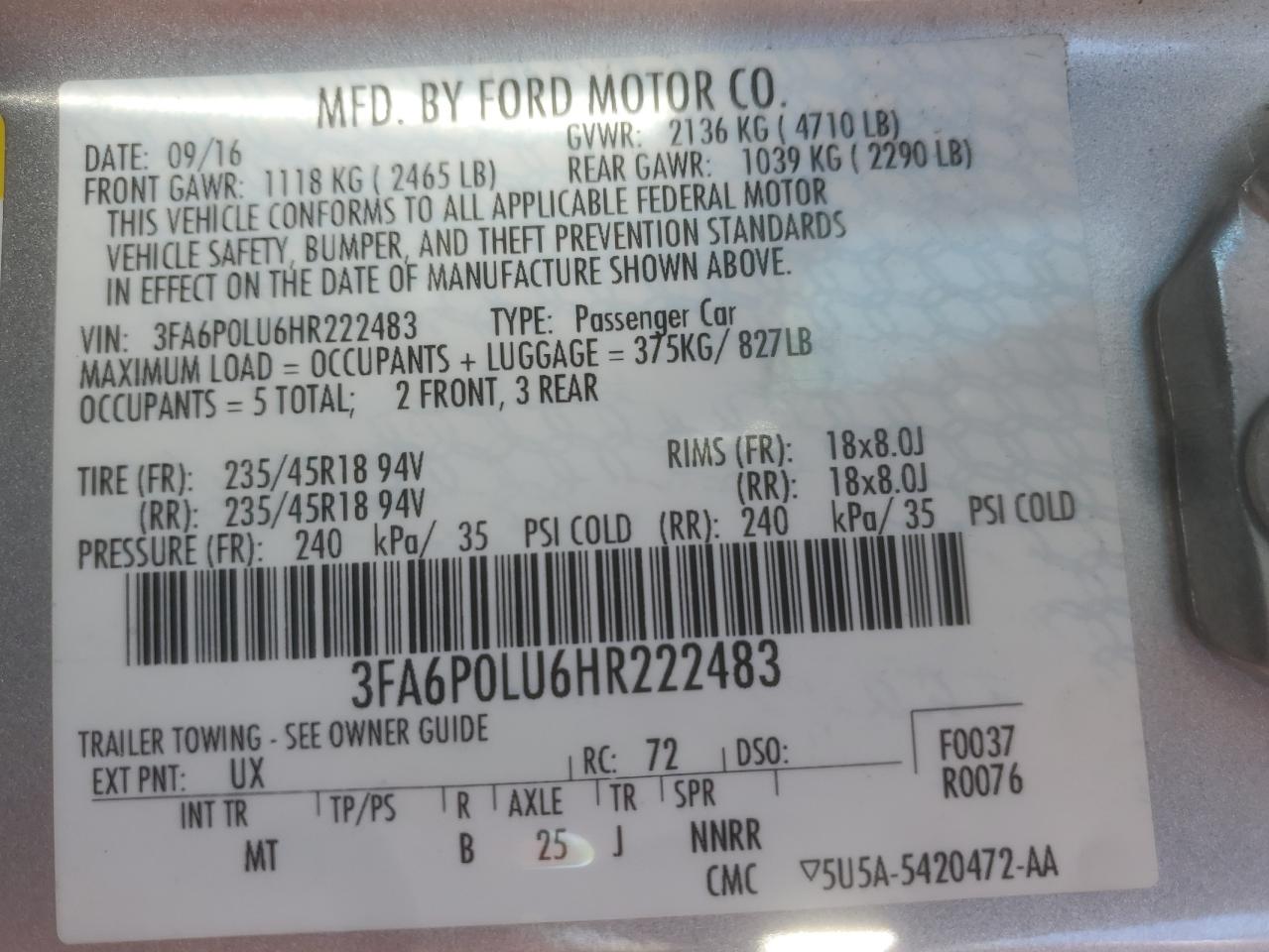 FORD FUSION SE HYBRID