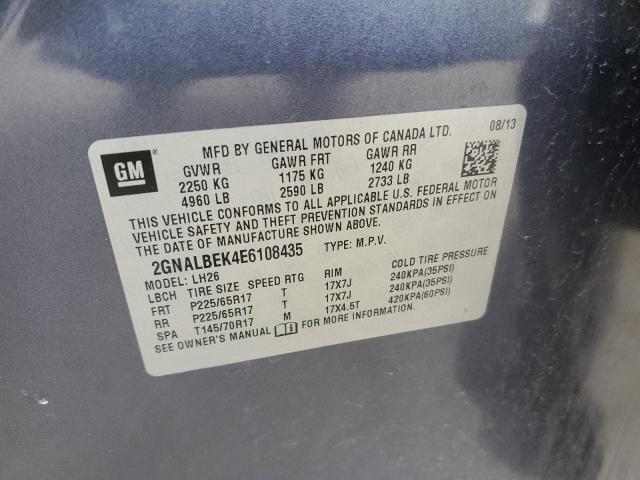 2014 CHEVROLET EQUINOX LT - 2GNALBEK4E6108435