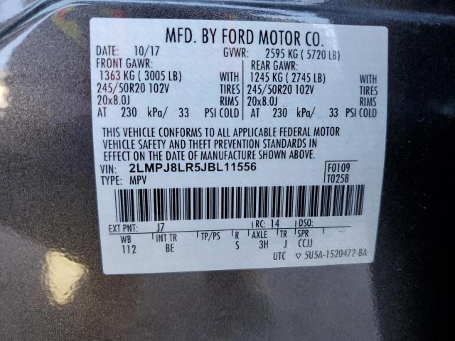 2018 LINCOLN MKX RESERV 2LMPJ8LR5JBL11556