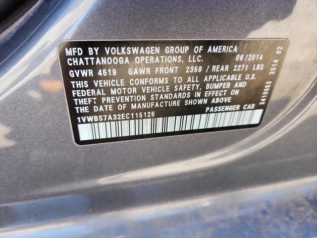 2014 VOLKSWAGEN PASSAT SE - 1VWBS7A32EC115125