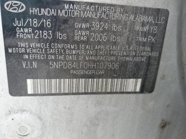 2017 HYUNDAI ELANTRA SE 5NPD84LF0HH107906