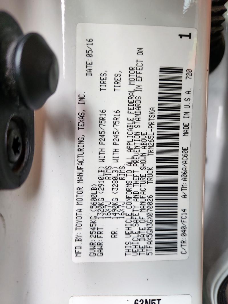 2016 TOYOTA TACOMA DOU #3305638717