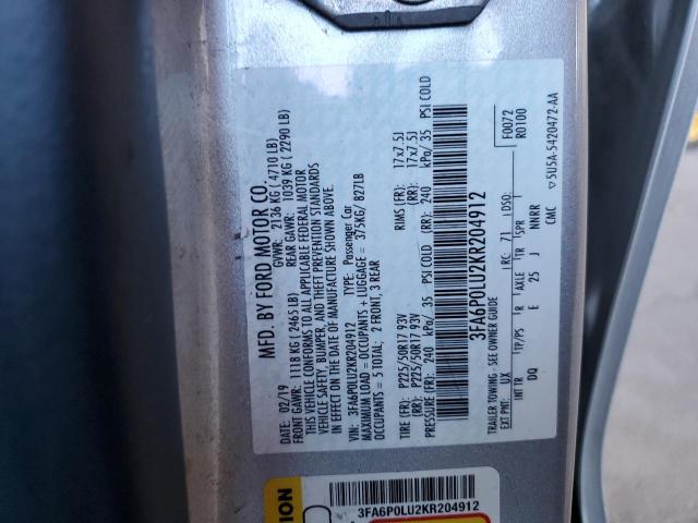 2019 FORD FUSION SE - 3FA6P0LU2KR204912