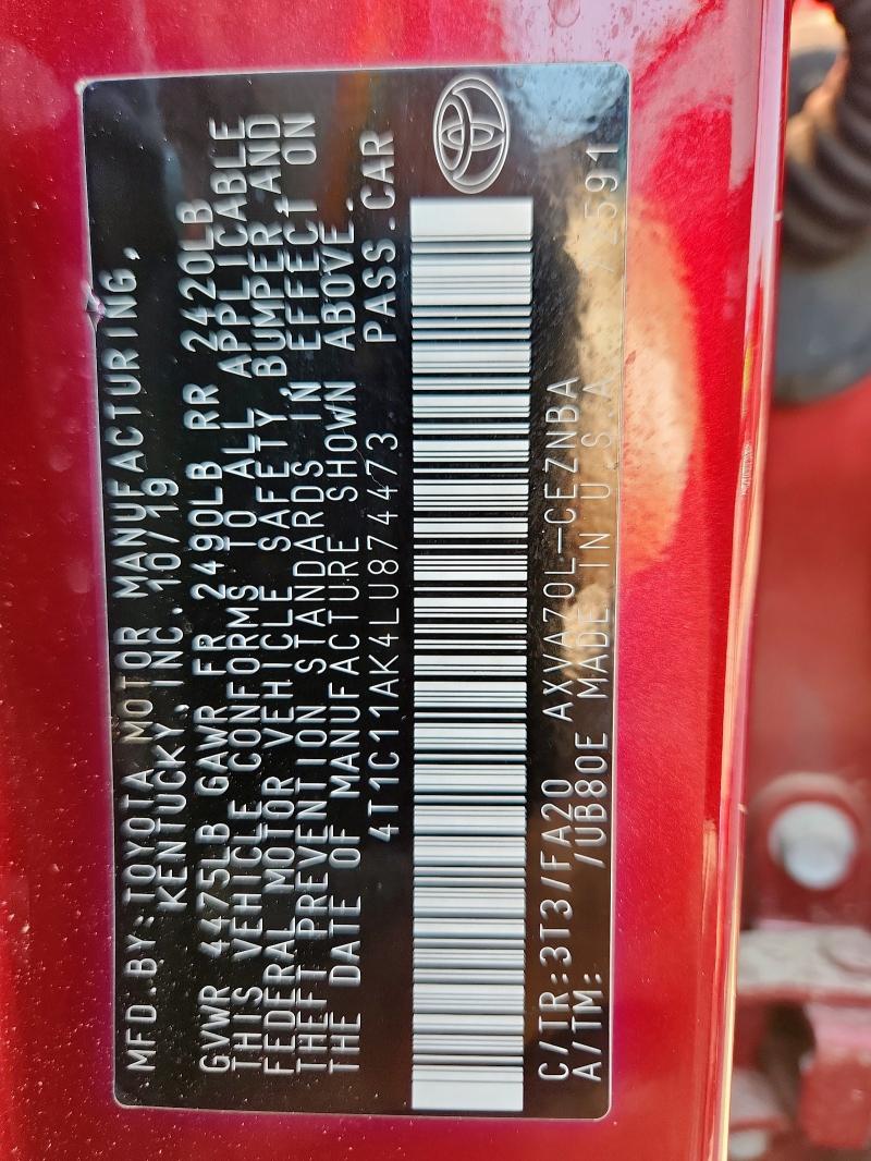 2020 TOYOTA CAMRY LE 4T1C11AK4LU874473