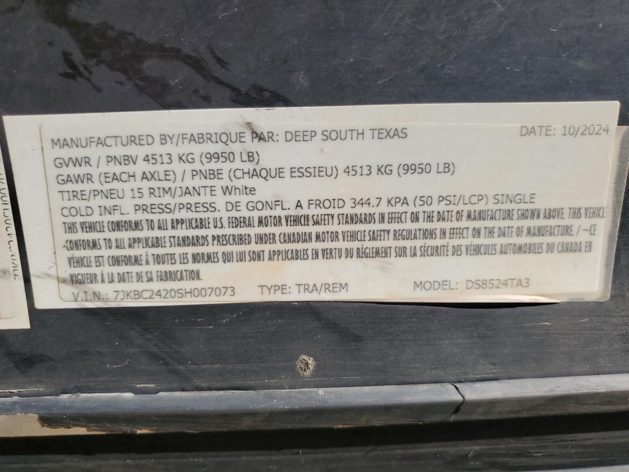 Lot #3297968796 2025 DEEP SOUTH UNKNOWN