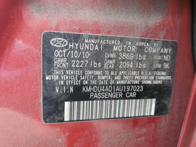 2010 HYUNDAI ELANTRA BLUE - KMHDU4AD1AU197023