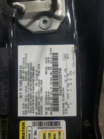 2020 FORD FUSION SEL 3FA6P0CD3LR207948