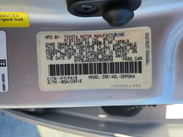 2012 TOYOTA COROLLA BA - 5YFBU4EE5CP059659