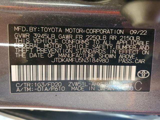 2022 TOYOTA PRIUS NIGH #3297099500
