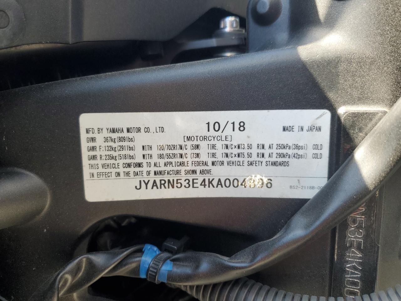 Lot #3270852415 2019 YAMAHA MT09