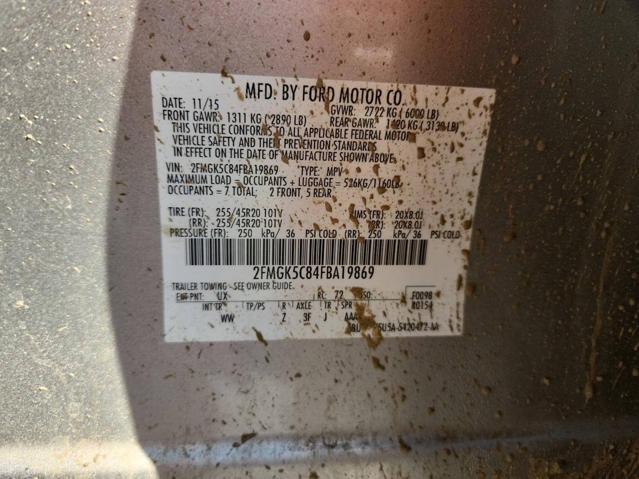 Lot #3310626838 2015 FORD FLEX SEL