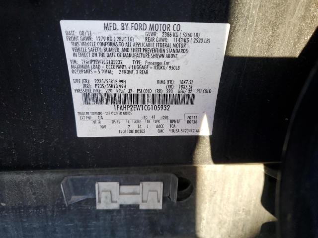 2012 FORD TAURUS SEL #3287336984