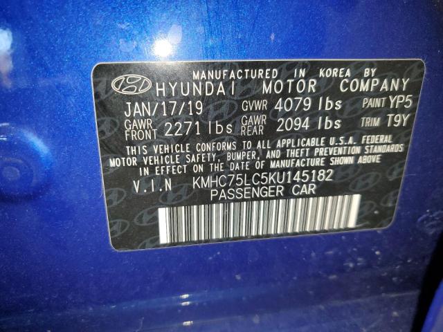 2019 HYUNDAI IONIQ SEL KMHC75LC5KU145182