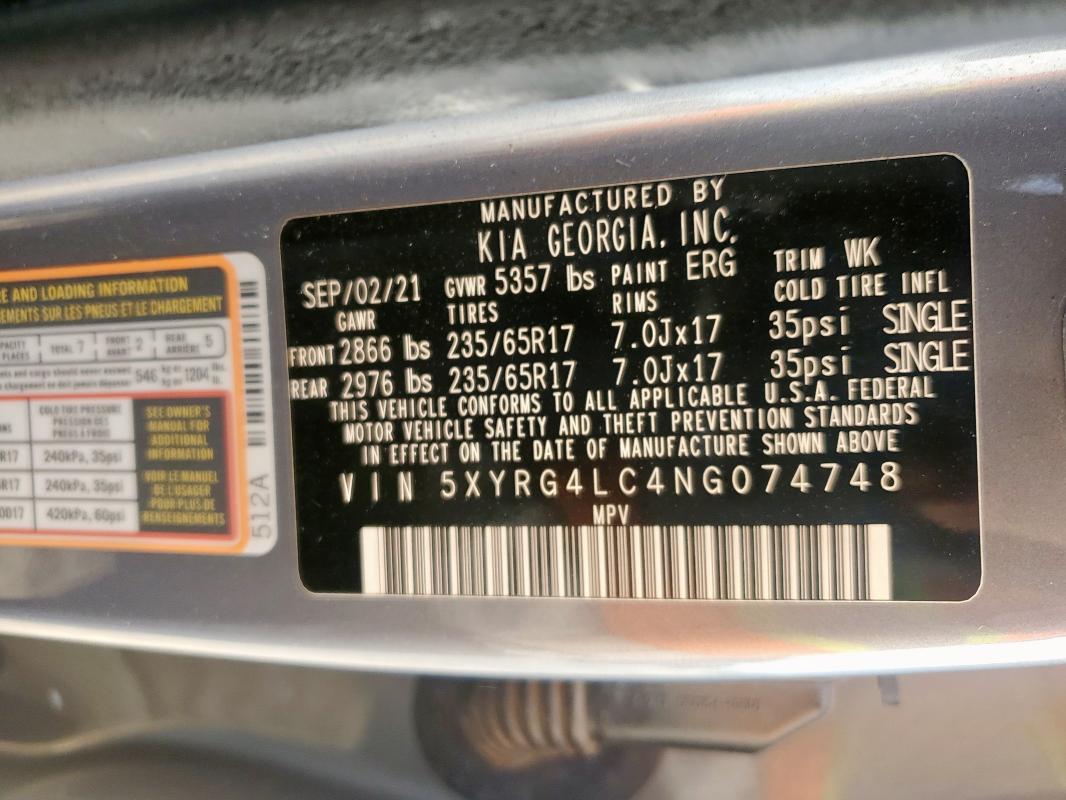 2022 KIA SORENTO LX - 5XYRG4LC4NG074748