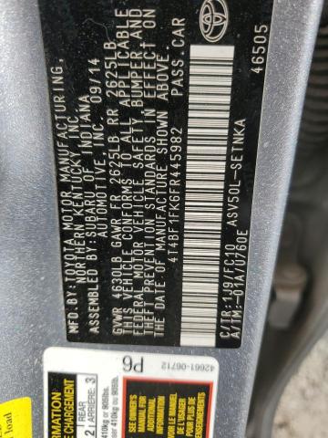 2015 TOYOTA CAMRY LE 4T4BF1FK6FR445982