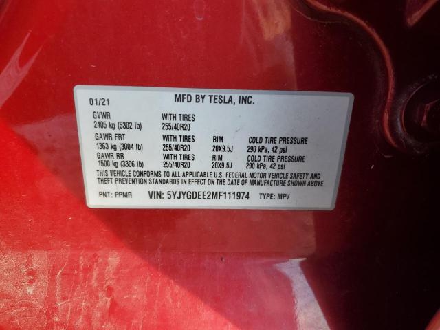 2021 TESLA MODEL Y - 5YJYGDEE2MF111974