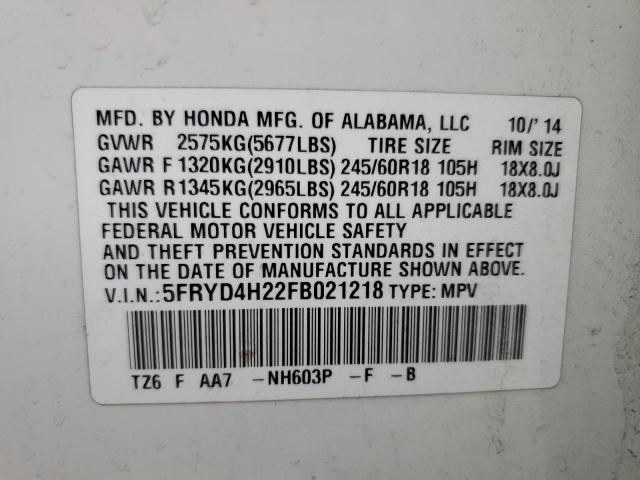 2015 ACURA MDX - 5FRYD4H22FB021218