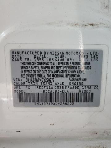 2016 NISSAN SENTRA S 3N1AB7APXGY298272