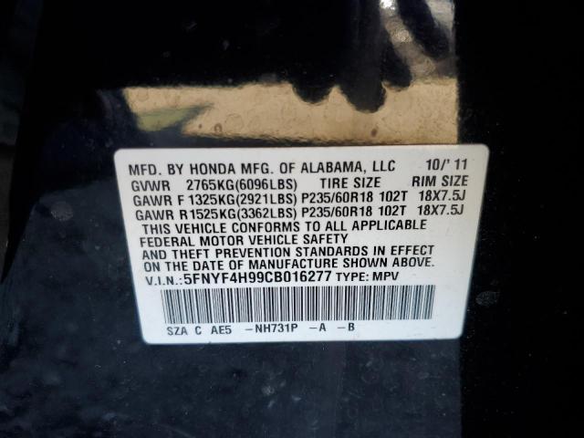 2012 HONDA PILOT TOUR - 5FNYF4H99CB016277