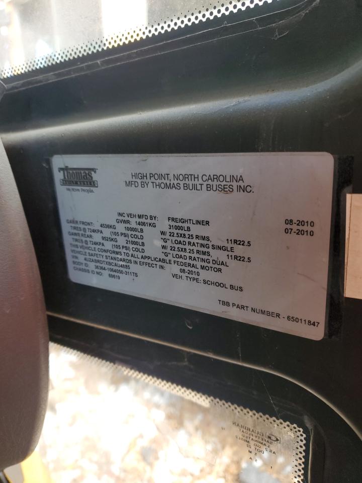 Lot #3273801358 2011 THOMAS SAF-T-LINER C2