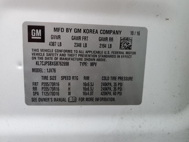 2016 CHEVROLET TRAX 1LT - KL7CJPSBXGB762698