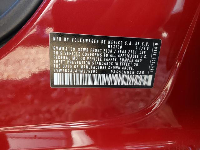 2017 VOLKSWAGEN JETTA S - 3VW2B7AJ4HM275900