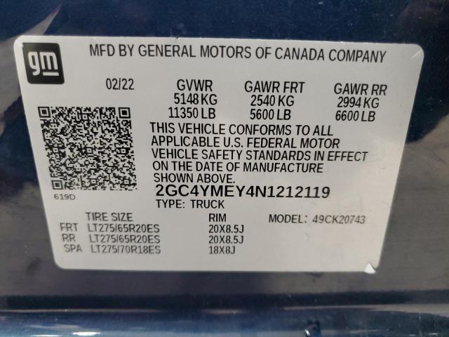 2022 CHEVROLET SILVERADO - 2GC4YMEY4N1212119