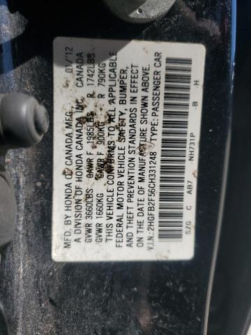 2012 HONDA CIVIC LX - 2HGFB2F56CH331248