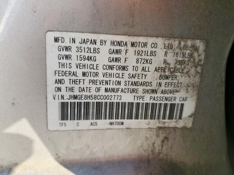 2012 HONDA FIT SPORT - JHMGE8H58CC002773