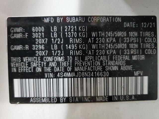 2022 SUBARU ASCENT ONY #3291410154