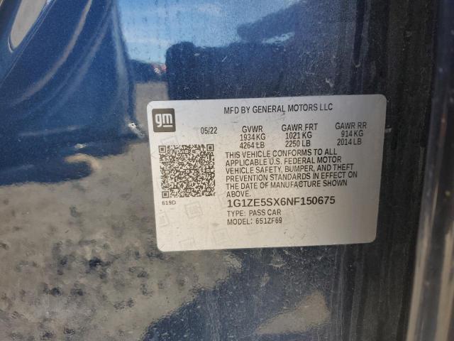 2022 CHEVROLET MALIBU PRE 1G1ZE5SX6NF150675