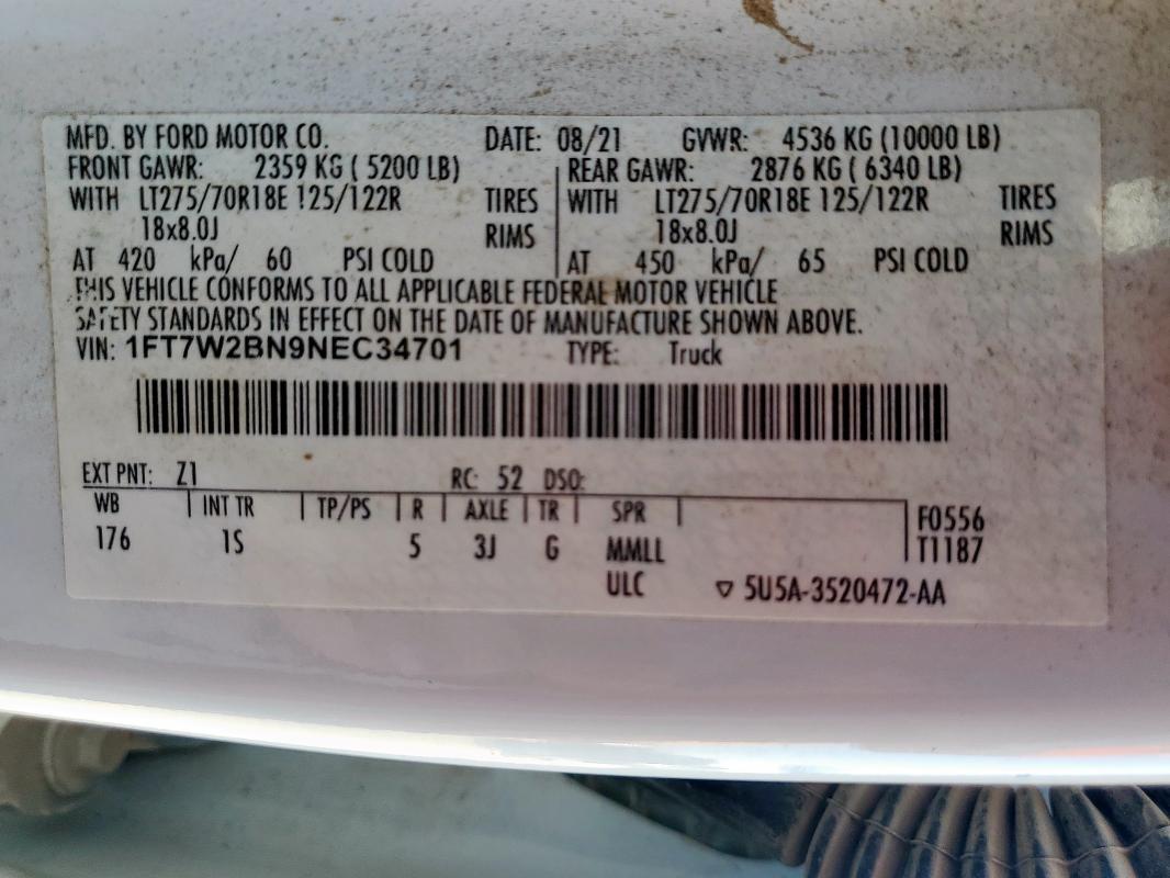 2022 FORD F250 SUPER #3290468837