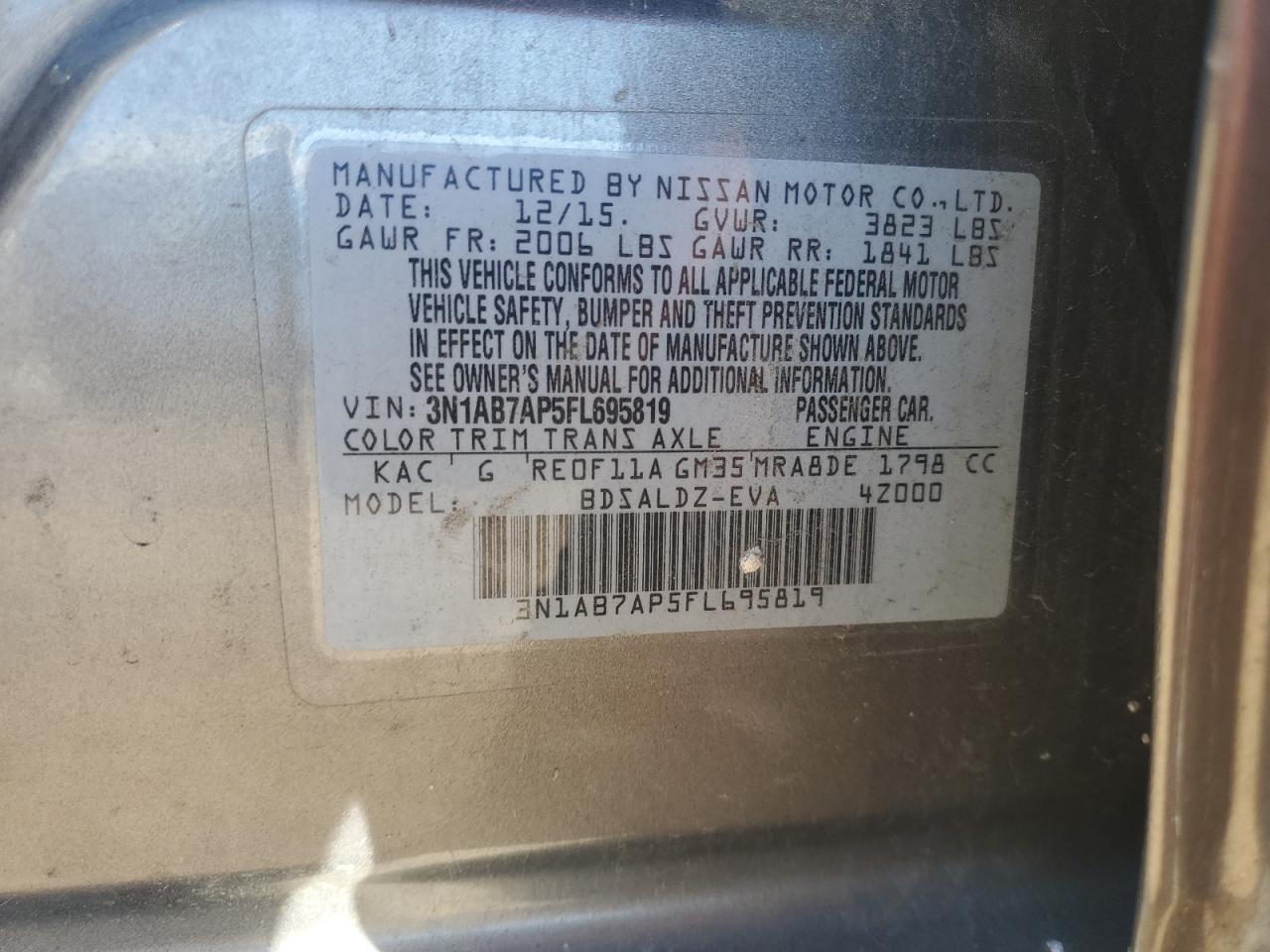 Lot #3297988036 2015 NISSAN SENTRA S