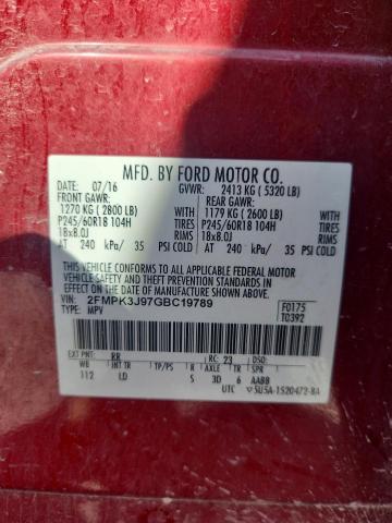 2016 FORD EDGE SEL 2FMPK3J97GBC19789