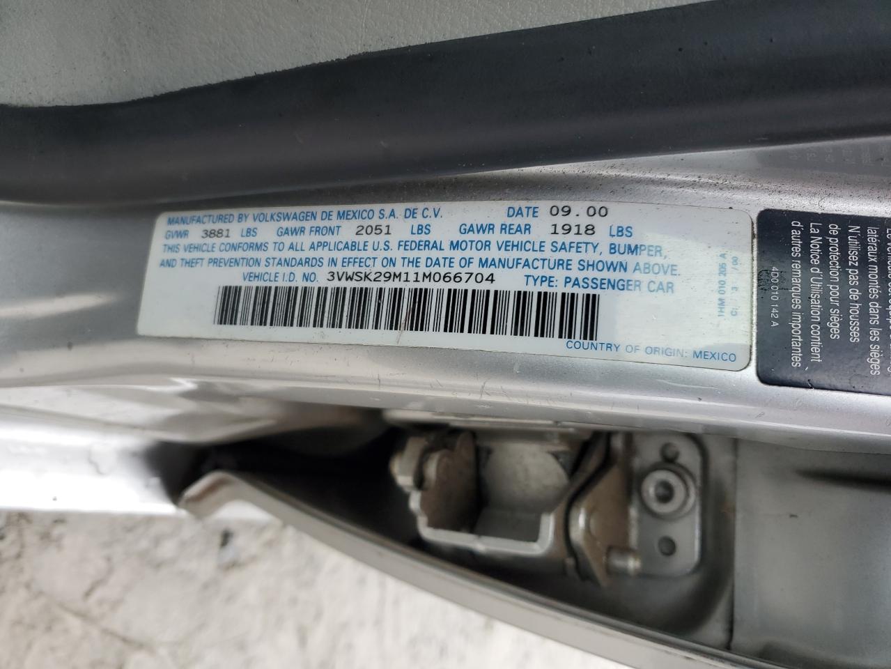 Lot #3302855888 2001 VOLKSWAGEN JETTA