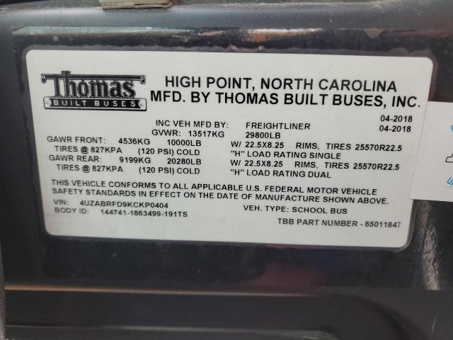 2019 THOM BUS #3291242014