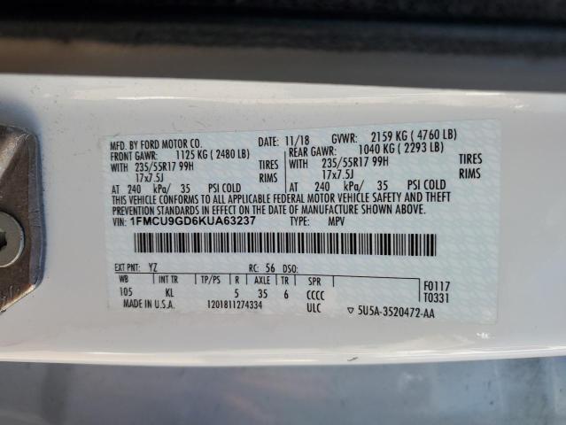 2019 FORD ESCAPE SE 1FMCU9GD6KUA63237