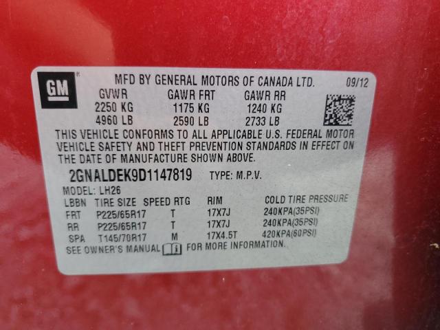 2013 CHEVROLET EQUINOX LT - 2GNALDEK9D1147819