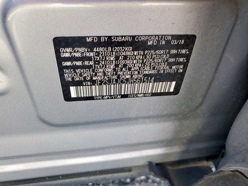 2018 SUBARU FORESTER 2 - JF2SJAJC5JH561514